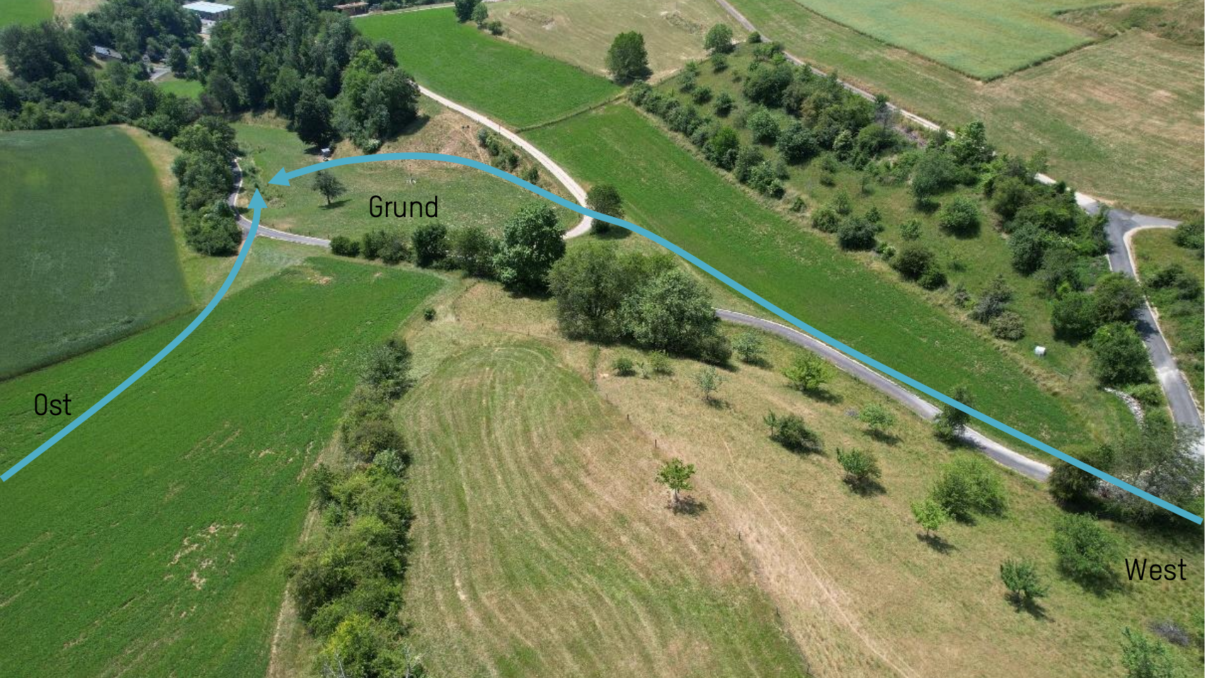 Bereich Grund mit unterem Abschnitt Thalweg Ost und unterem Abschnitt Thalweg West @T.Polli